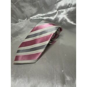 Donald J Trump Signature Collection Mens Necktie Dark Pink/gray Striped Silk 60"